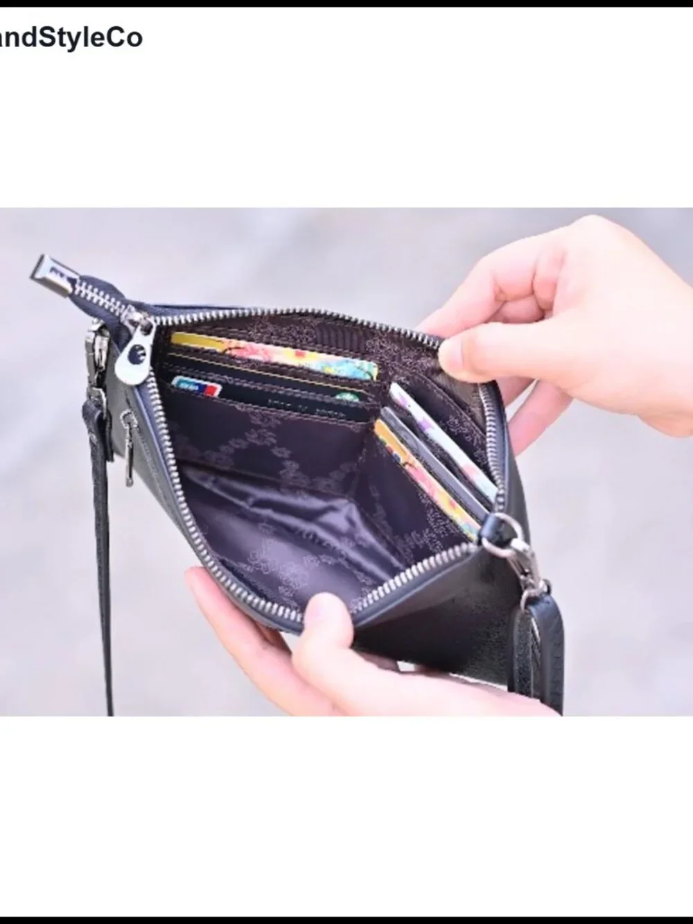 Genuine Leather Wristlet Purse, Envelope Clutch, Crossbody Bag with Card Slots